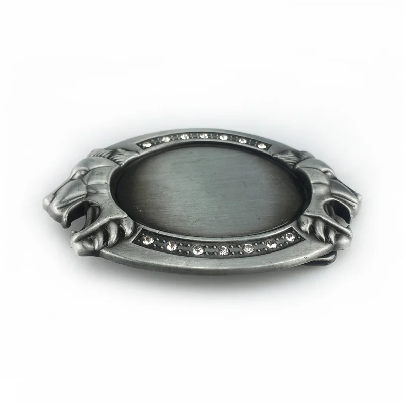 Retro Casual Zinc Alloy Lion Head Belt Buckle Smooth Plate Fashion Accessory for Men