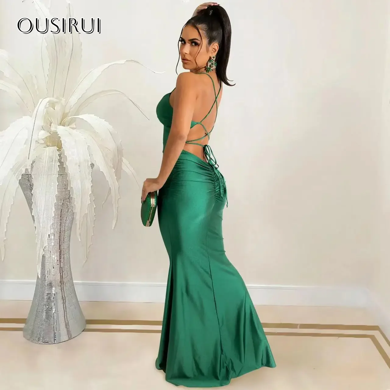 Vestido de noite sereia com alças finas de cetim, vestido de festa com renda, sem mangas, vestido de baile personalizado