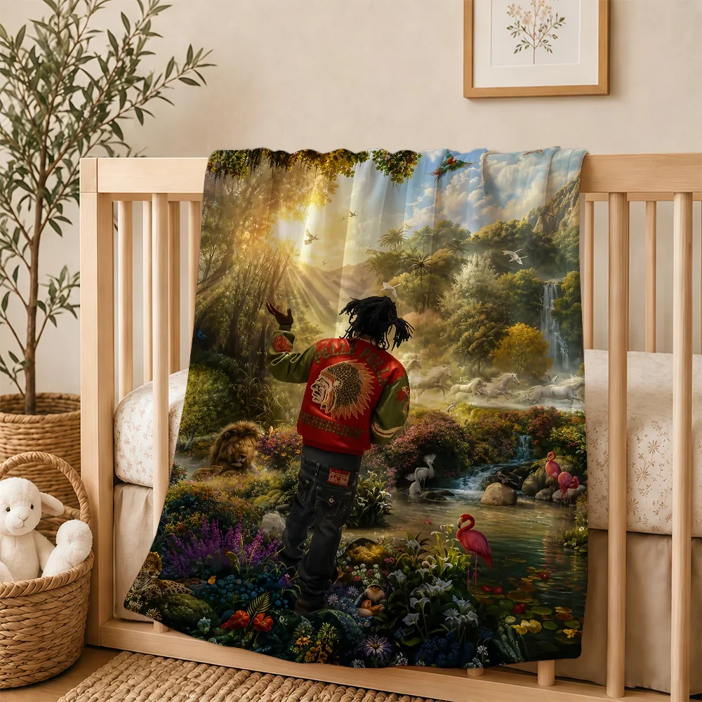 Singer Chief Keef Blanket For Soft Warm Knee For Bedroom Living Room Bed Sofa Camping Picnic Office Gift Throw