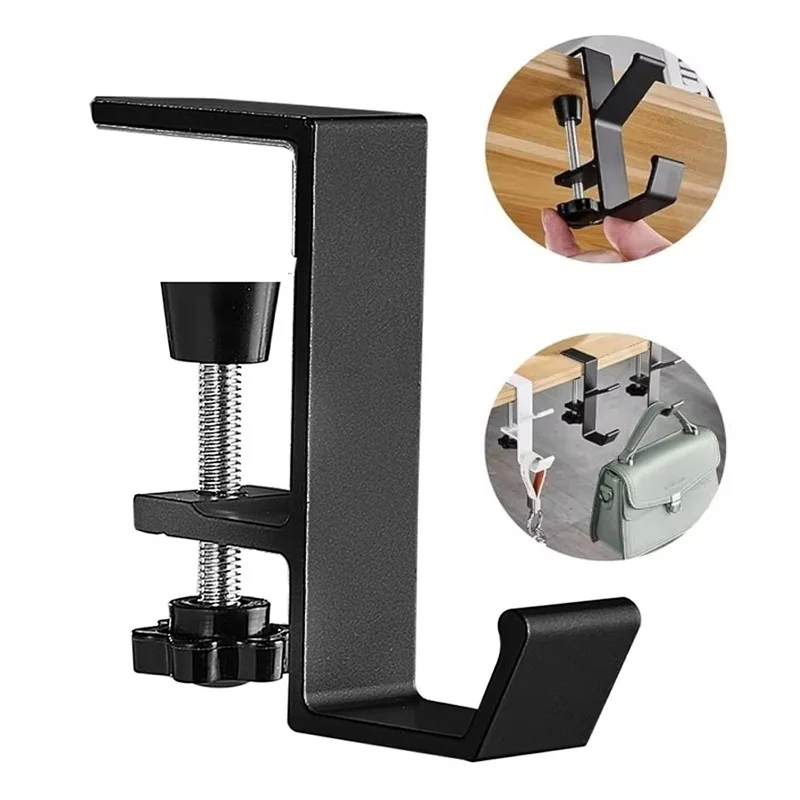 Adjustable Desk Edge Hook Gaming Headphone Desk Hanger Backpack Storage Hanging Hook Holder Punch-free For Home Office Organizer