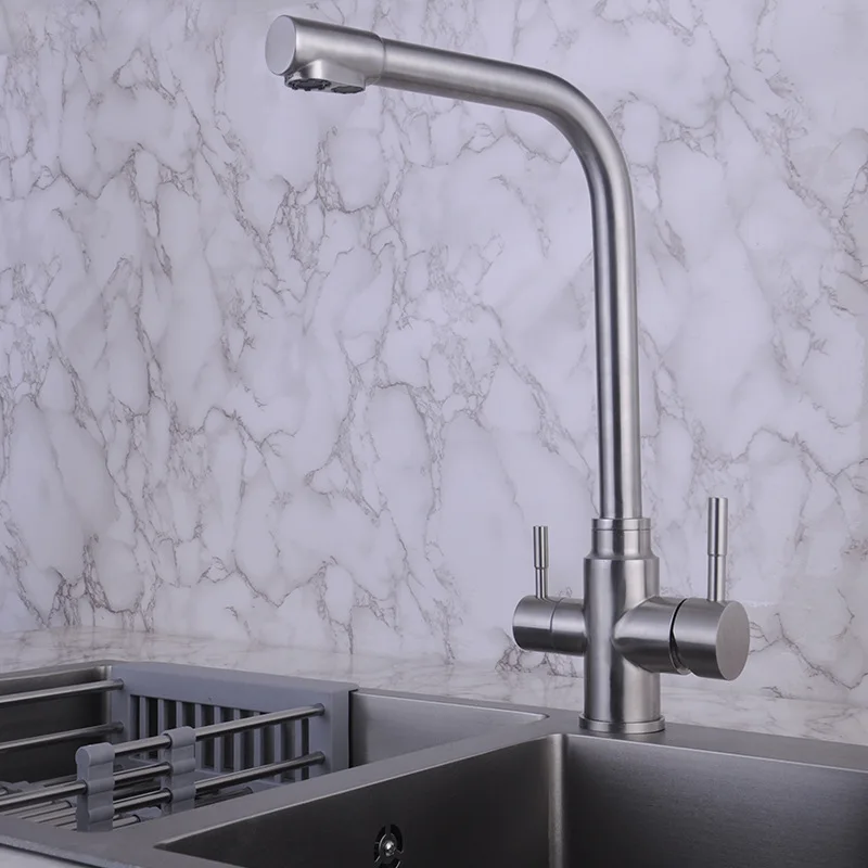 304 Stainless Steel 2-In-1 Hot And Cold Rotating Kitchen Sink Dual-Use Faucet Single Hole Vessel Sink Faucet