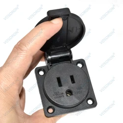 US NEMA 5-15R Waterproof Dustproof Industrial Socket 15A 125V AC Power Socket Power Connector Plug Electrical Socket Withcover