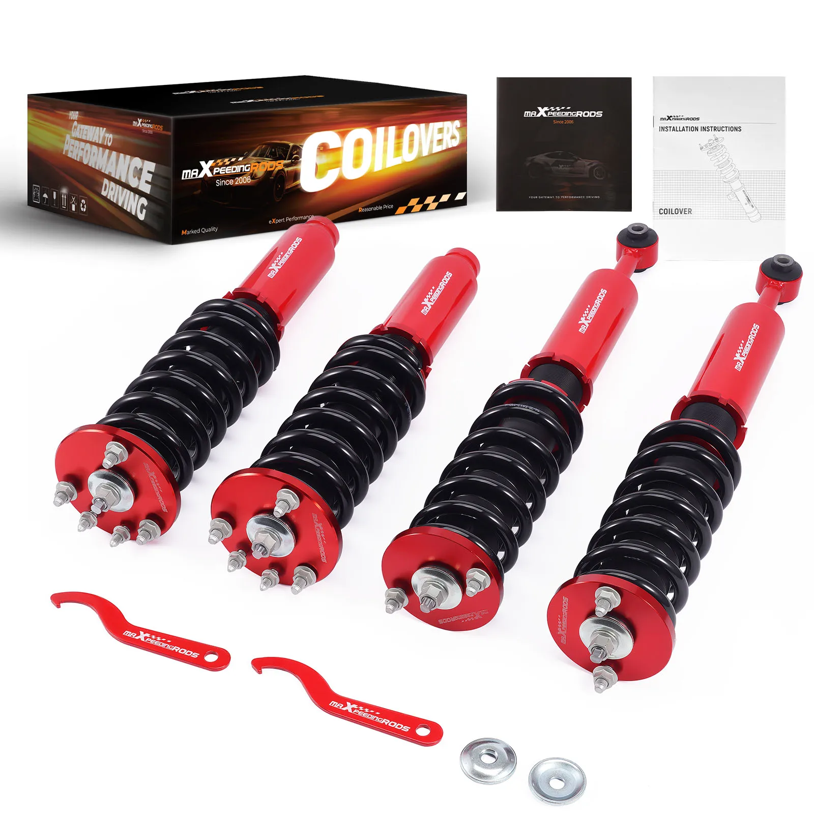 MaXpeedingrods Front & Rear Adjustable Shock Coilovers Lowering Kit for Honda Accord 98-02 CG Acura TL 99-03