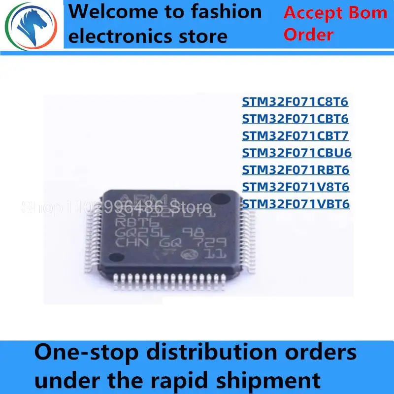 100% New STM32F071C8T6 STM32F071CBT6 STM32F071CBT7 STM32F071CBU6 STM32F071RBT6 STM32F071V8T6 STM32F071VBT6 chips ic