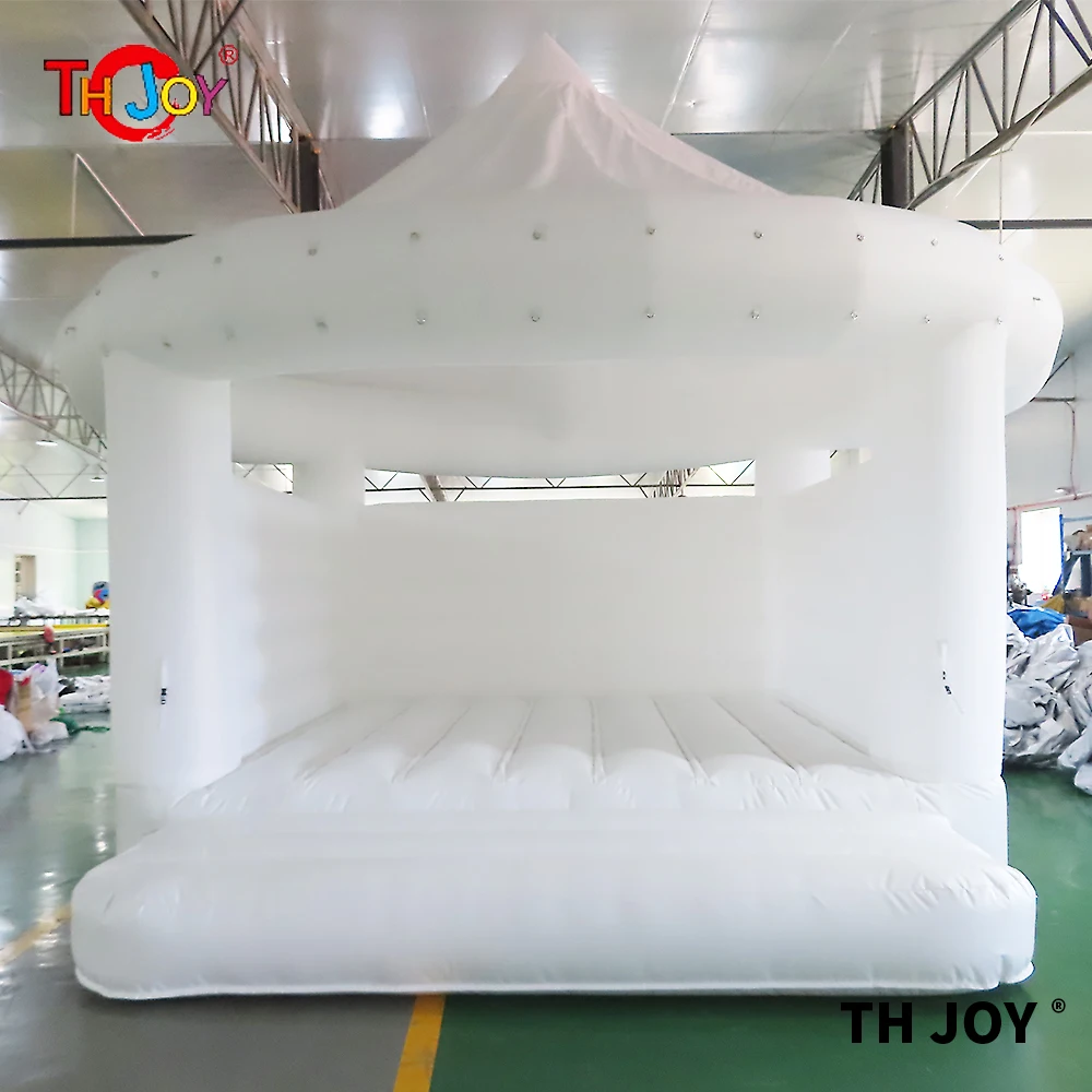 4x4m Commercial Adults Kids Inflatable White Wedding Bouncy Castle Inflatable Bounce House With Top Cover For Sale