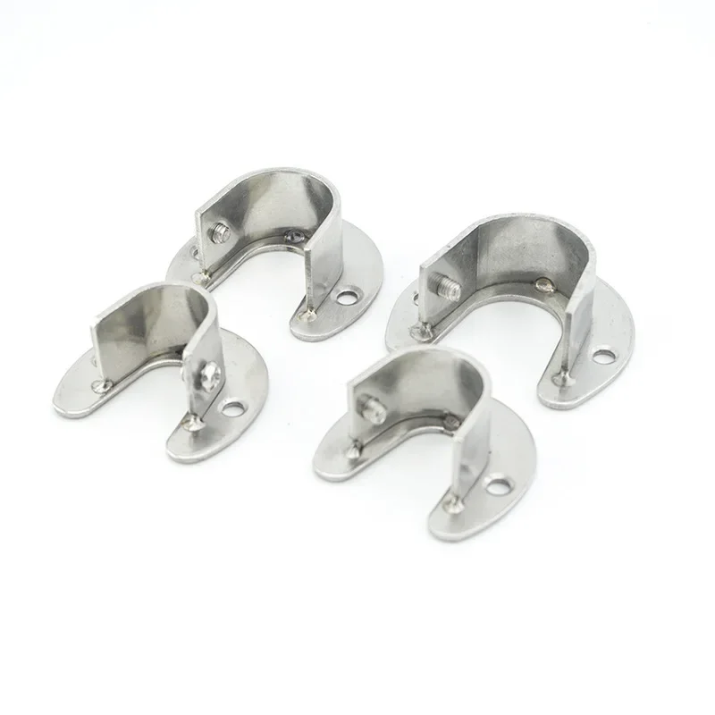 Edelstahl-Rohrhalter, Kleiderstange, Kleiderschrank, Kleiderhalter, silbernes Rundrohr, offener Flansch, Sitz, Rundstangenrohr