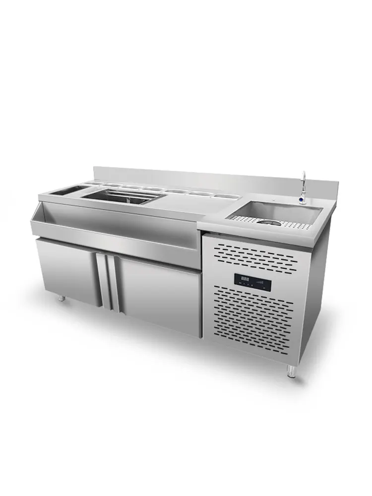 Most Popular Stainless Steel Cocktail Station Electric Bartender Tableware Bar Store Equipment Refrigerator Bartender Station