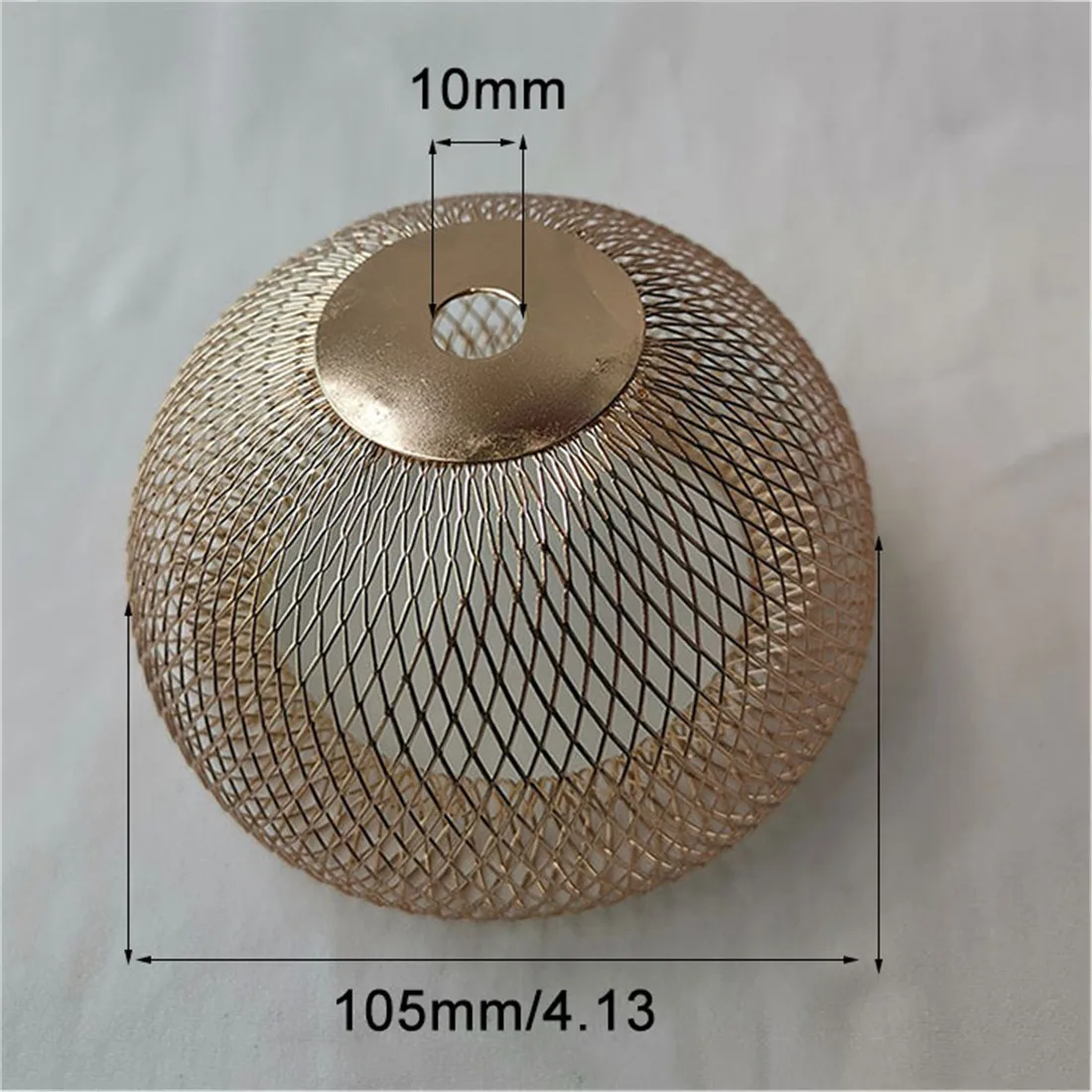 One Piece Rose Gold Metal Mesh Lamp Shade with 10mm Hole, Retro Industrial 1cm Opening Pendant Light Shade for Cover Replacement