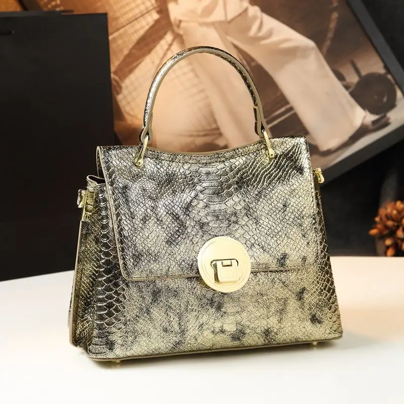 New Fashion serpentine Women Handbags Genuine Leather Lady Shoulder Bags Female Brand Luxury Real Natural Leather Crossbody Bag