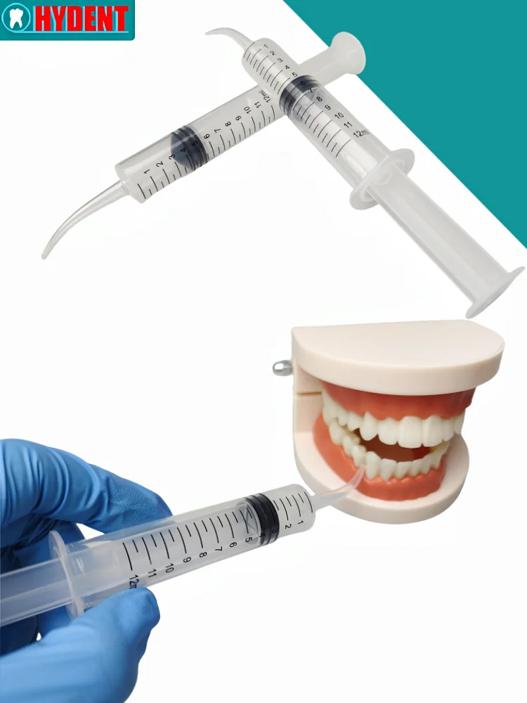 Disposable Dental Irrigation Syringe 5Pcs 12ml Curved Tip for Root Canal Cleaning Oral Surgery Dentist Clinic Use