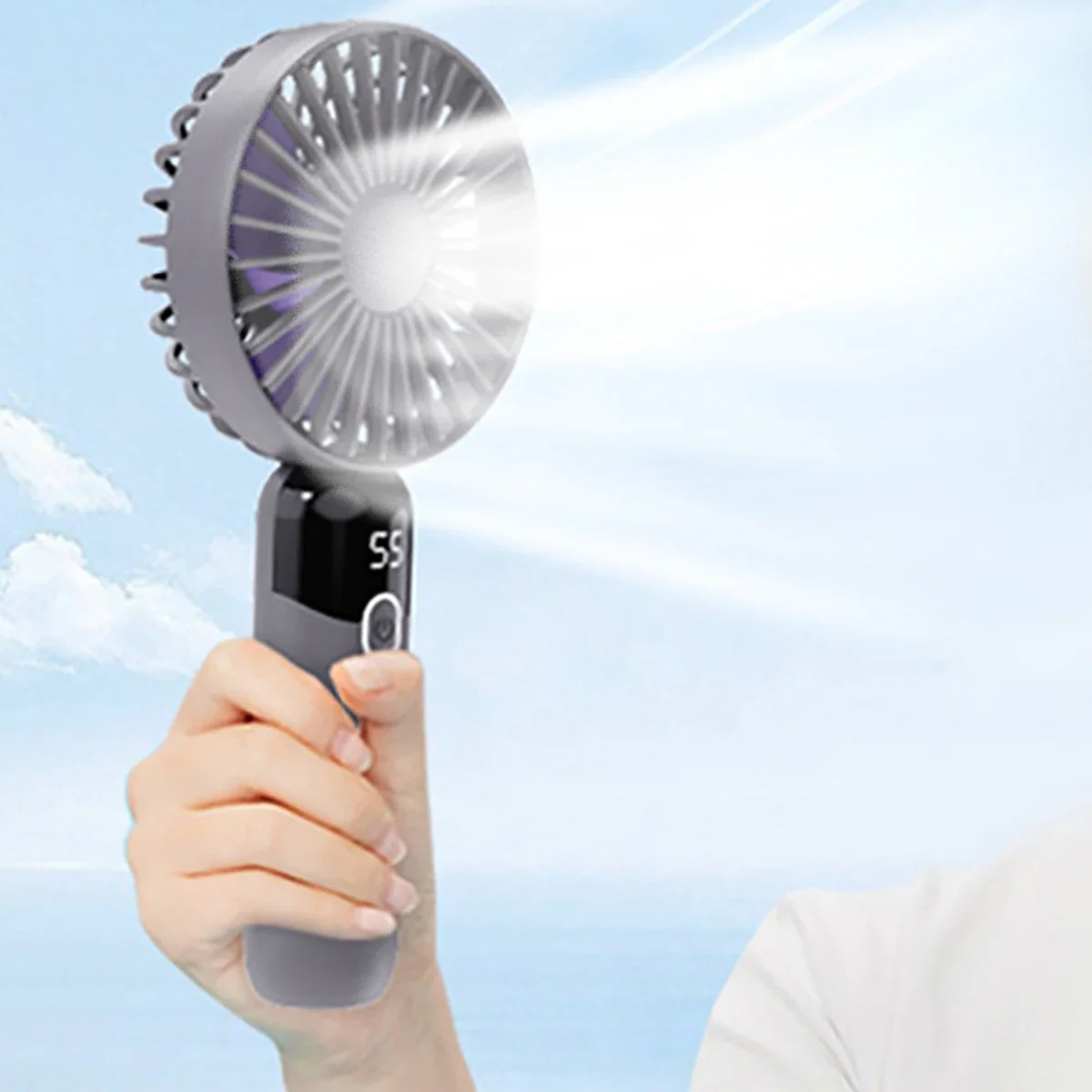 Mini ventilatore portatile ricaricabile tramite USB, 6 velocità, ventilatore portatile leggero, perfetto per l'ufficio, l'aperto, i viaggi e il campeggio