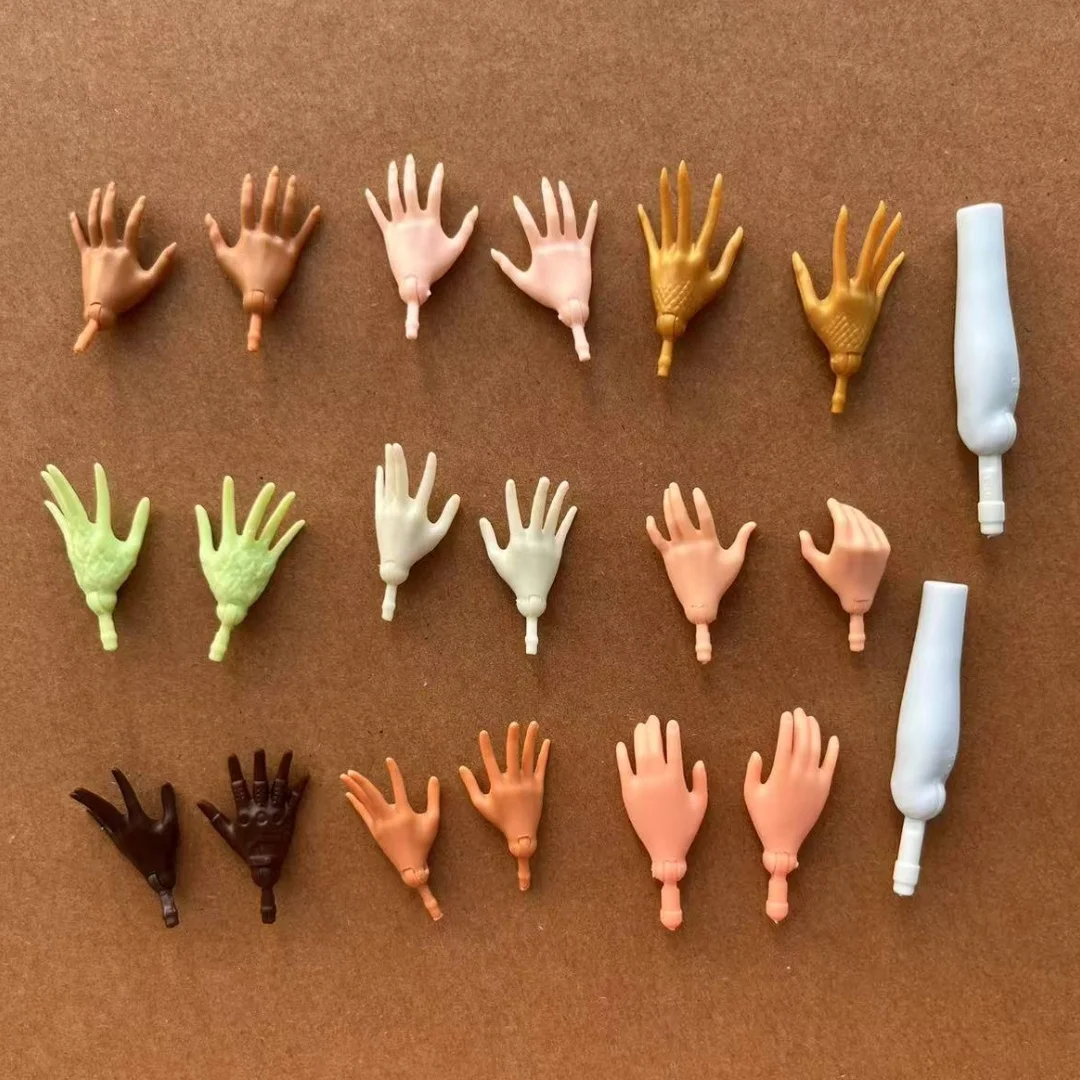 1/6 Monster Barbee Slim Doll Replacement Hands in White Beige Black Green DIY Doll Parts Elbows Hands