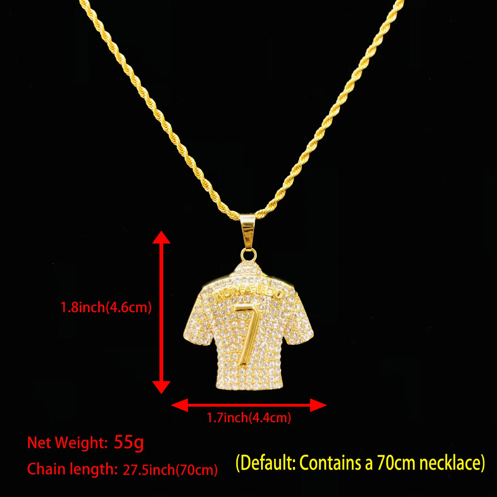 High Quality Messi Cristiano Ronaldo Erling Haaland Bellingham jersey diamond pendant necklace