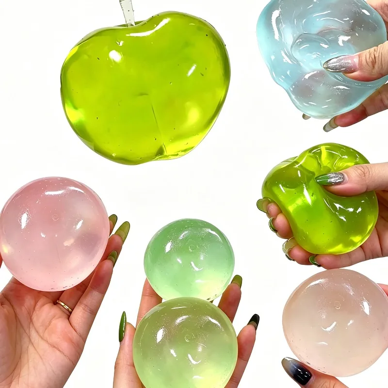 Pink Blue Green Maltose Squishy Ball Translucent Jelly Squeeze Toy Slow Rebound Sensory Soothing Emotional Stress Calming Toy