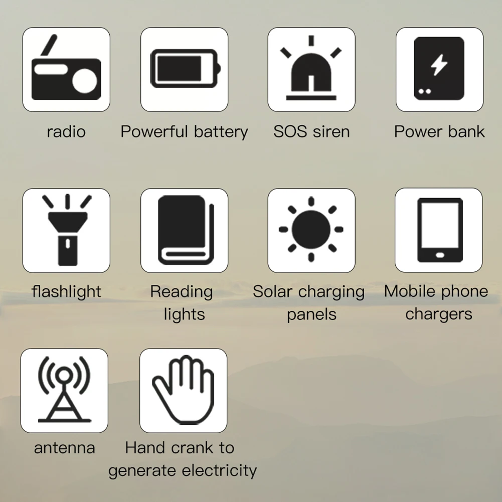 16000mAh AM/FM/WB NOAA Radio Emergency Weather Radio Hand Crank/Solar Charging Survival Radio with LED Flashlight for Outdoor