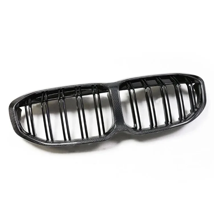 

Carbon Fiber Glossy Black Double Slat Car Front Bumper Kidney Center Grill Mesh Grille for 1 Ser F40 2019+ Gril