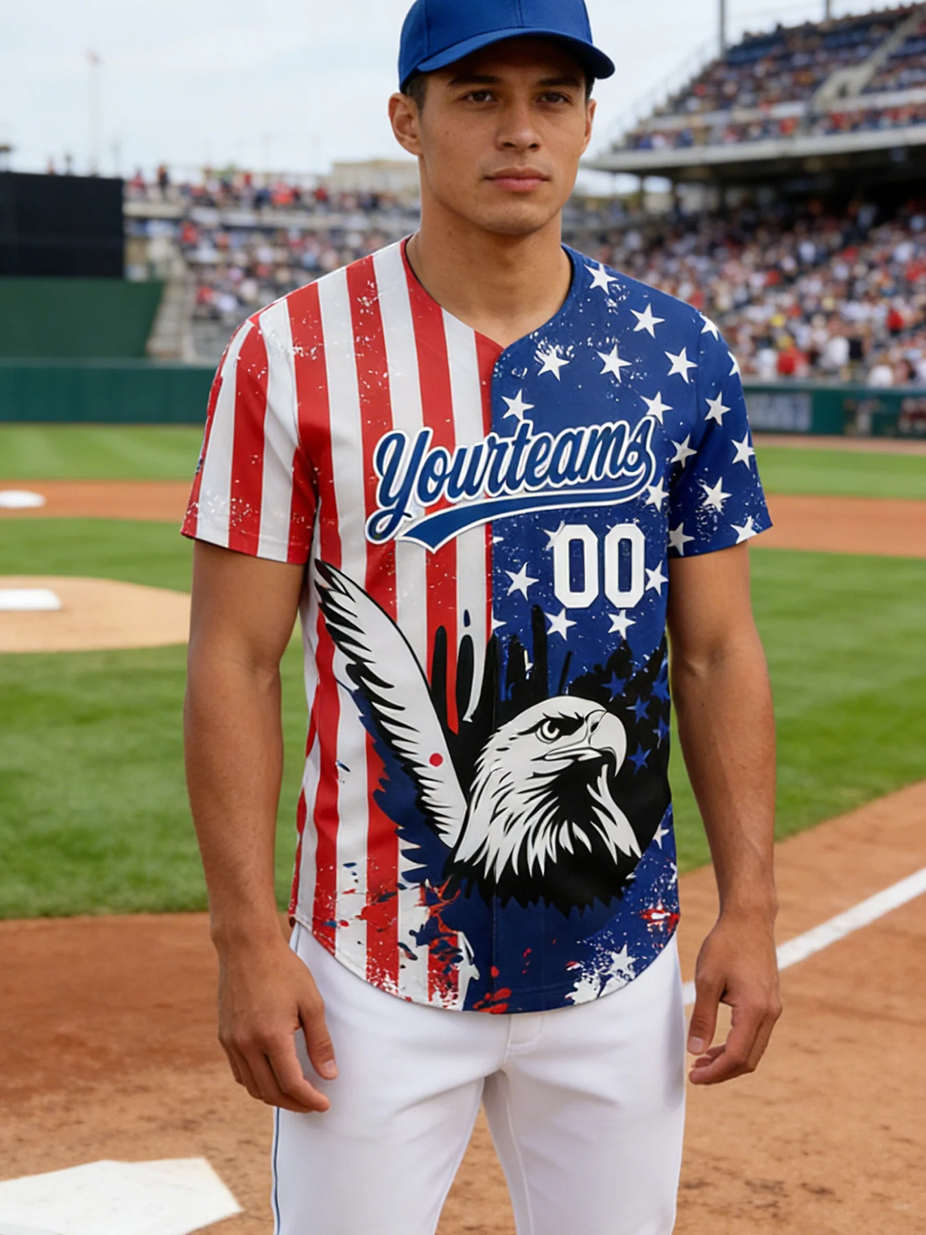 

Custom American Eagle Baseball Jersey Personalized Name Number Breathable Moisture Wicking Sports Shirt For Men Wome