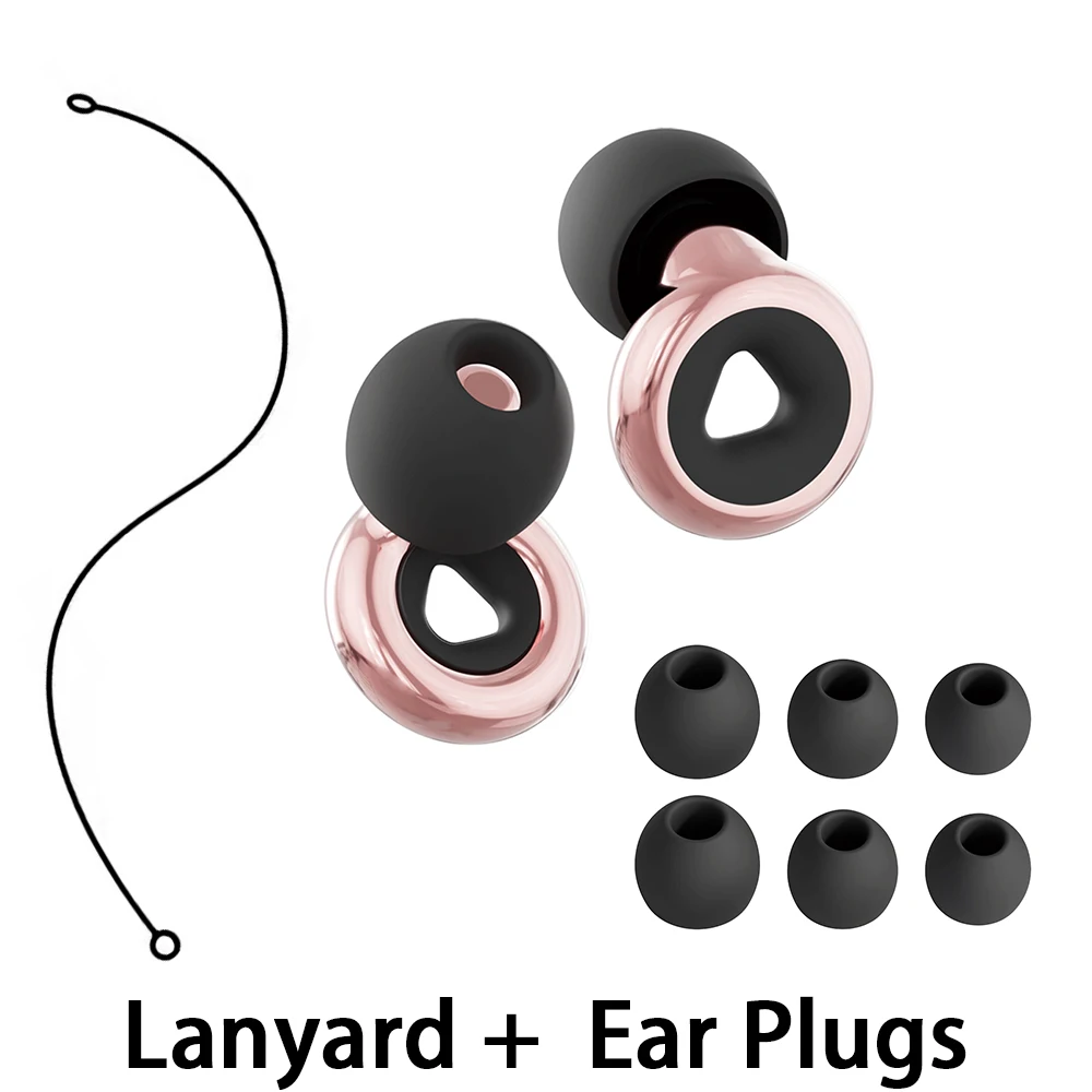 1 Pair Soft Silicone Earplugs with Silicone Lanyard Noise Cancelling Reusable Waterproof for Concerts Sleeping Swimming