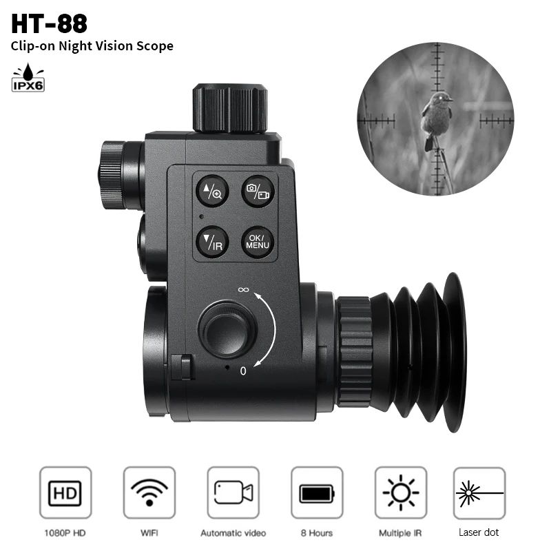 Sytong HT-88 IR Night Vision Scope Mini Digital Night Vision Camera Sight Scope Rear On Riflescope Laser Dot Aiming for Hunting