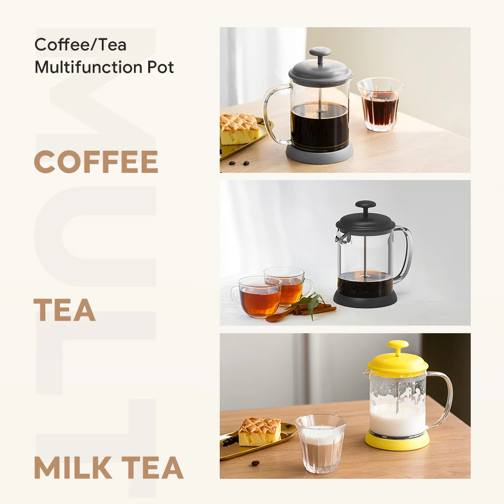 1000ML/600ML Französisch Presse Kaffeemaschine Hohe Borosilikatglas Haus Kaffee Brewer Milch Schaum Aufschäumer Barista tee Maker – Detail 22
