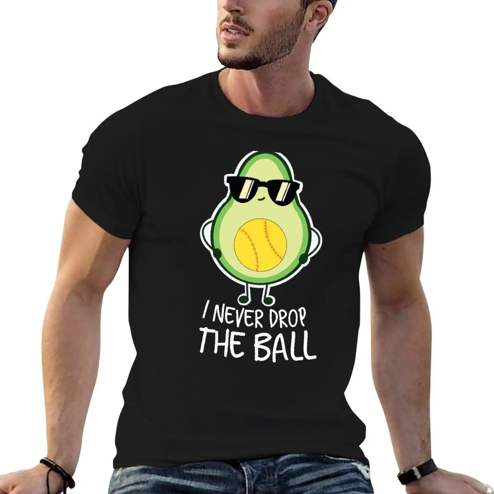 Cool Funny Avocado Softball Lover T-Shirt summer clothes anime t shirts men t shirt
