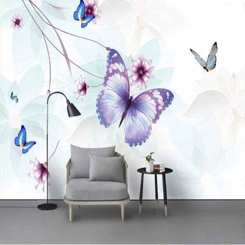 Modern simple and elegant butterfly living room TV luxurious home decoration bedroom sofa background wall