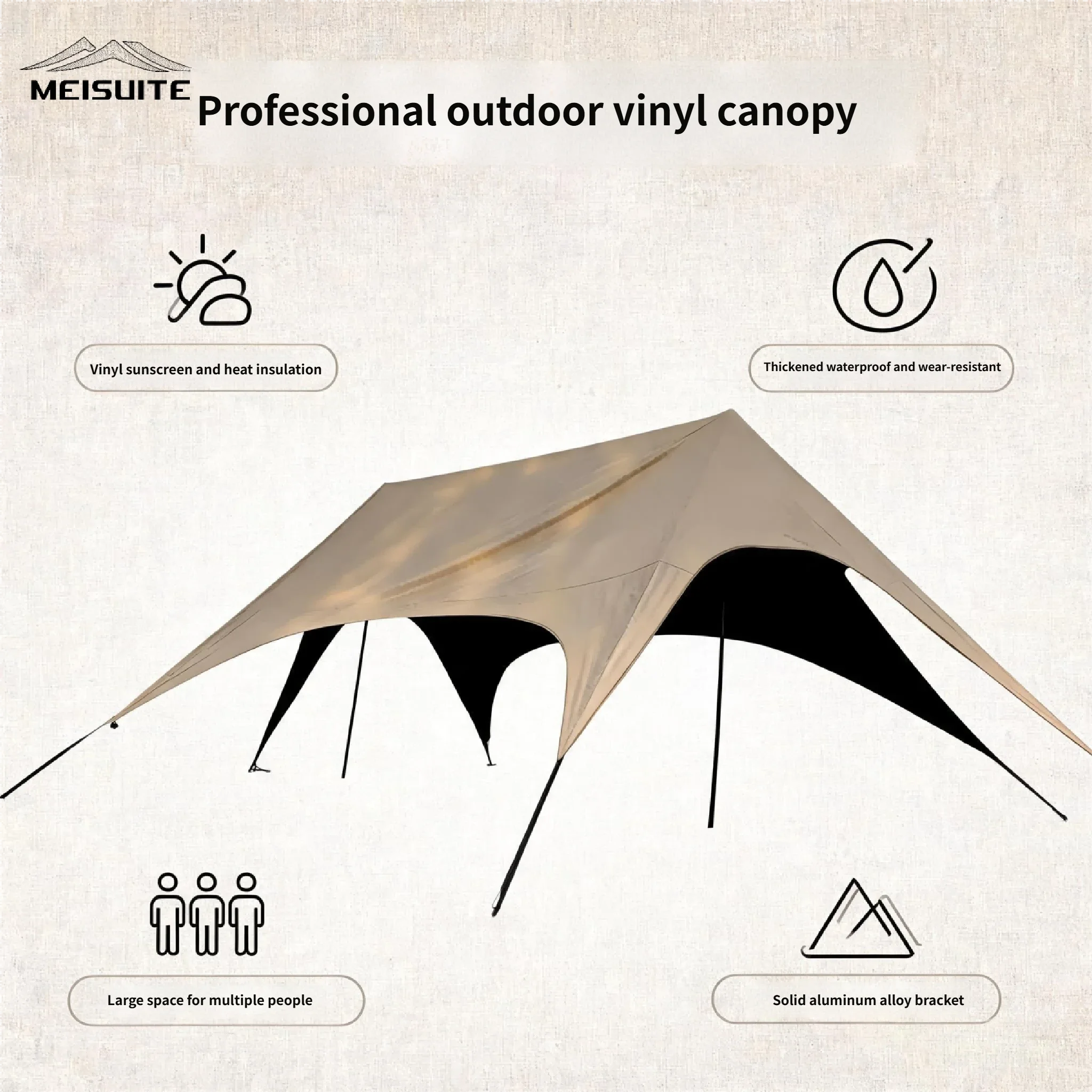 2026 New Black Coated Double Canopy Tent Oxford Cloth UV Protection Waterproof Instant Setup Camping Awning For Beach Events