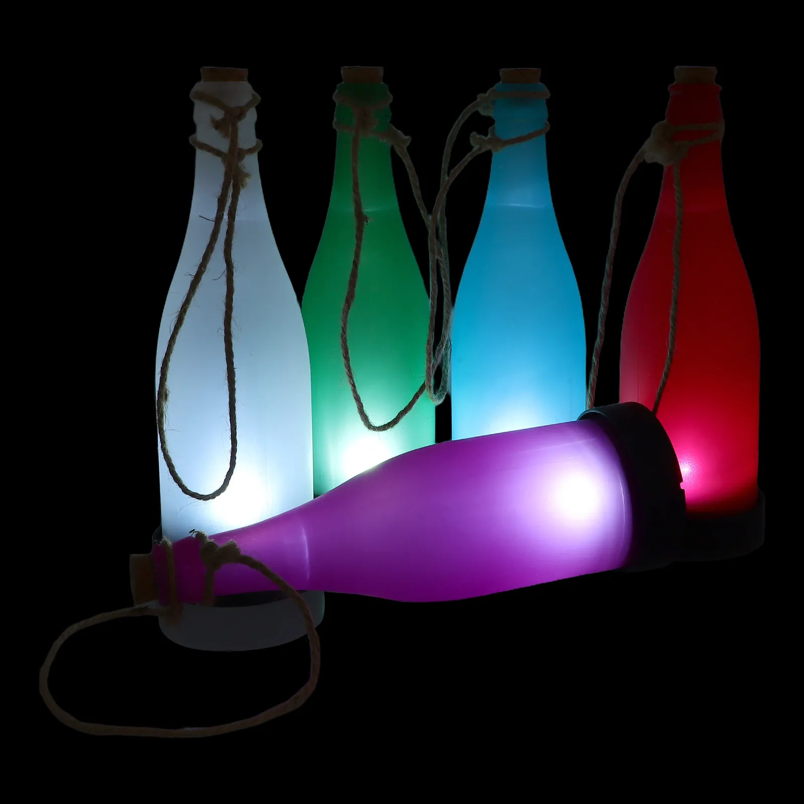 5 Pcs Solar LED Lamp Powered Bottle Light Color Changing Lights Outdoor Garden Decorative