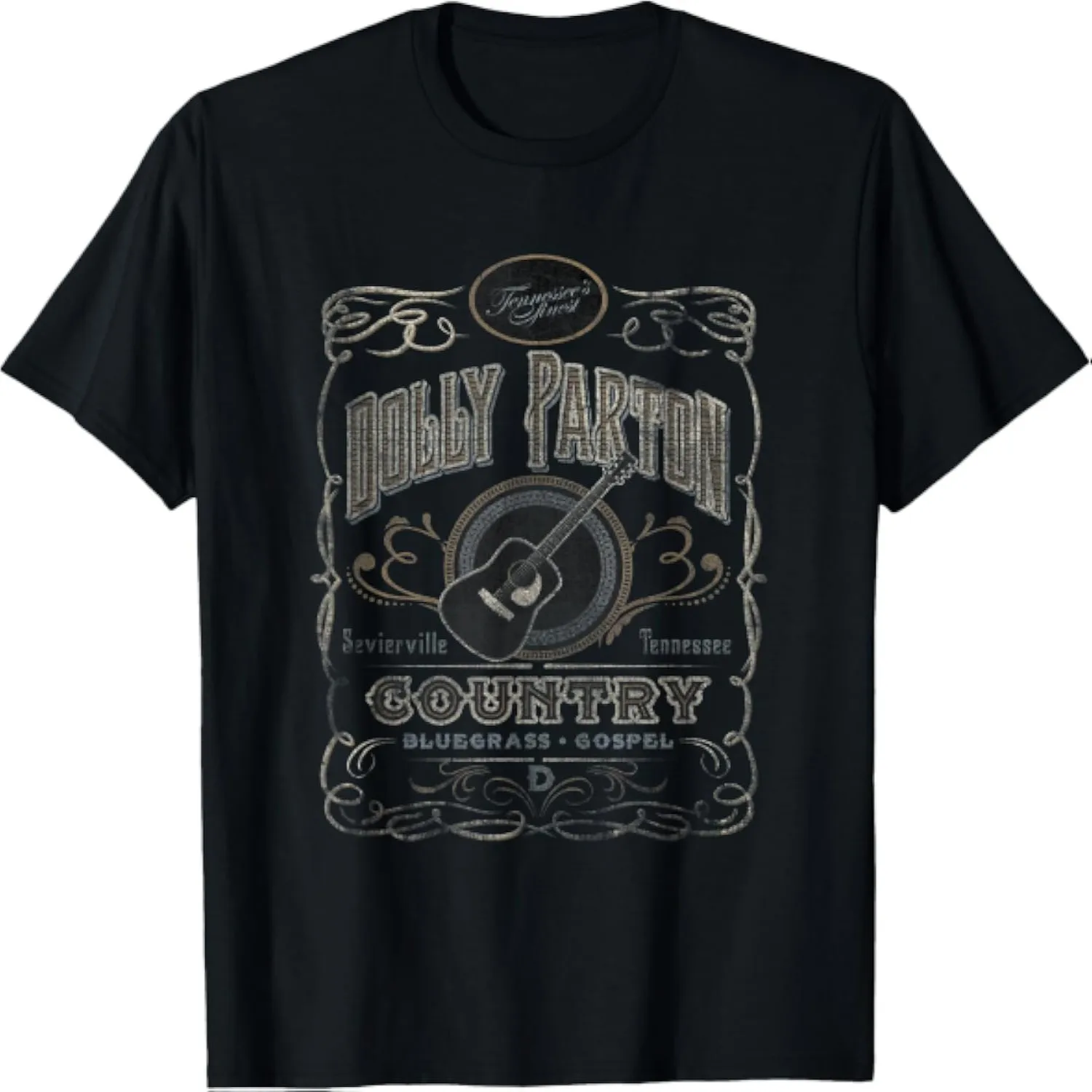 Parton Vintage Country Music Guitar Label Retro Graphic T-Shirt