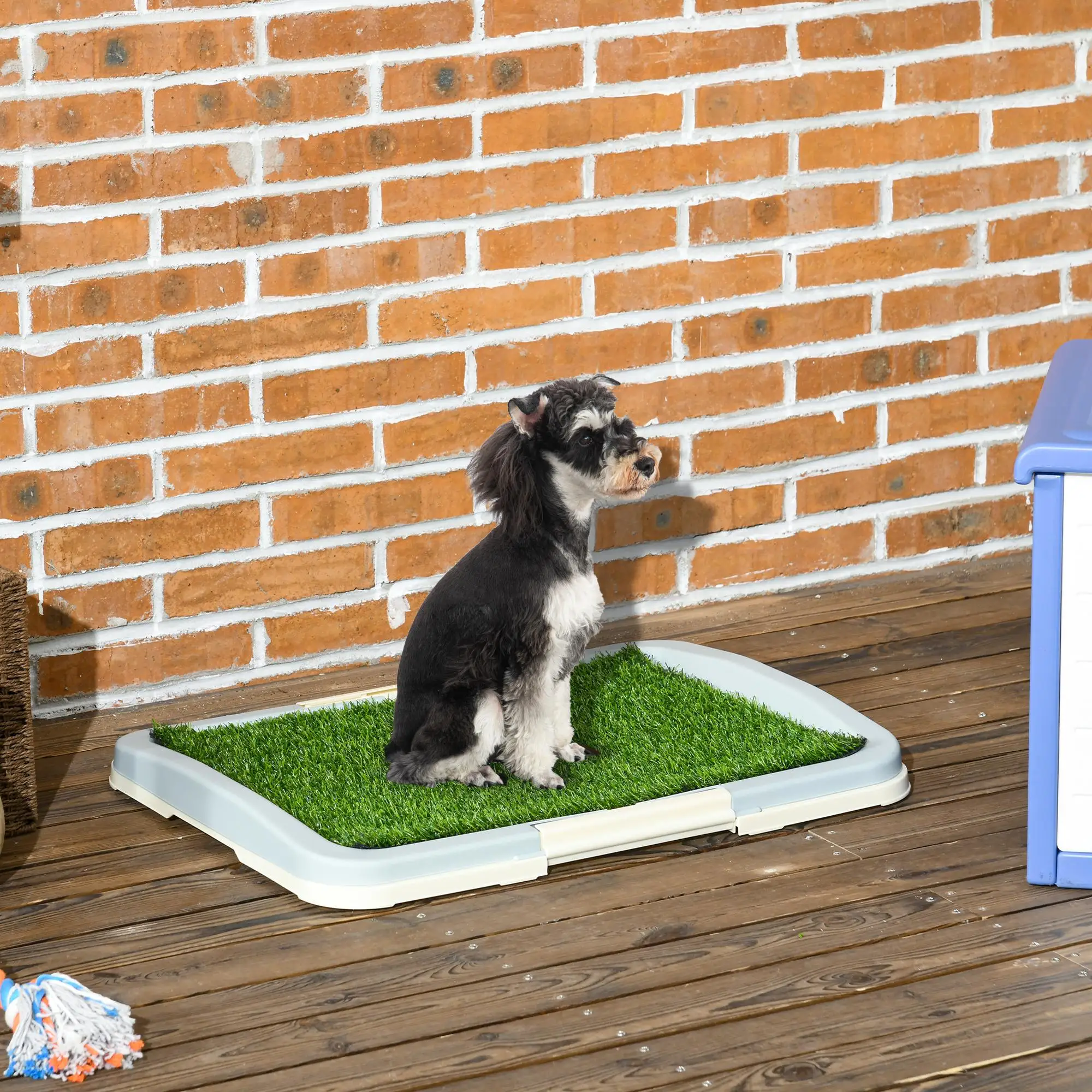 Pannello a rete e vassoio per toilette per cani in erba sintetica a 3 strati 63x48,5x6 cm, per addestramento cuccioli, per interni ed esterni, facile