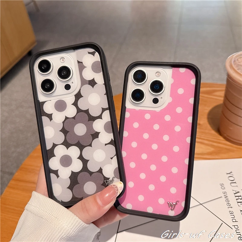 

Wildflower Gingham Heart LOVE Phone Case for iPhone 16 15 14 13 12 Pro Max Plus 16Plus Polka Dot Girls WF Checkers Flowers Cover