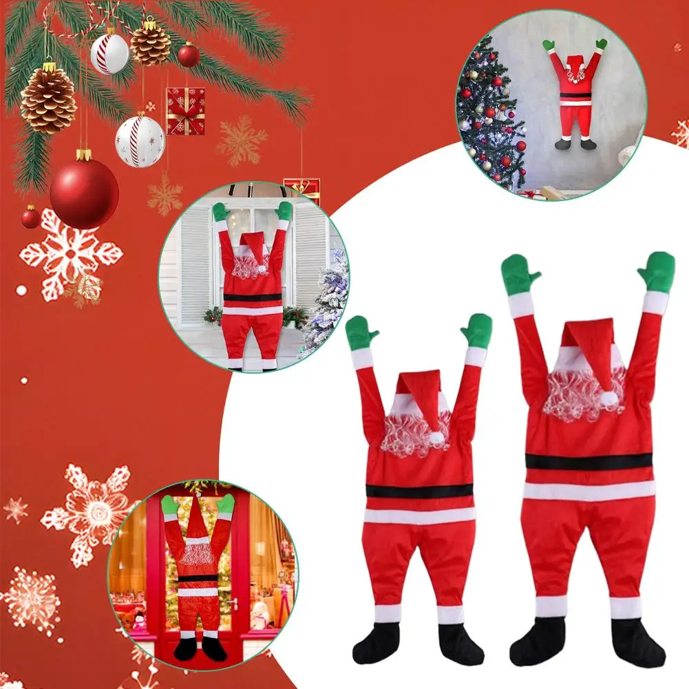 170CM クリスマスデコレーション、窓、バルコニー、屋根、煙突に登るサンタクロースの吊り下げ飾り、屋外用サンタクロースの吊り下げ飾り