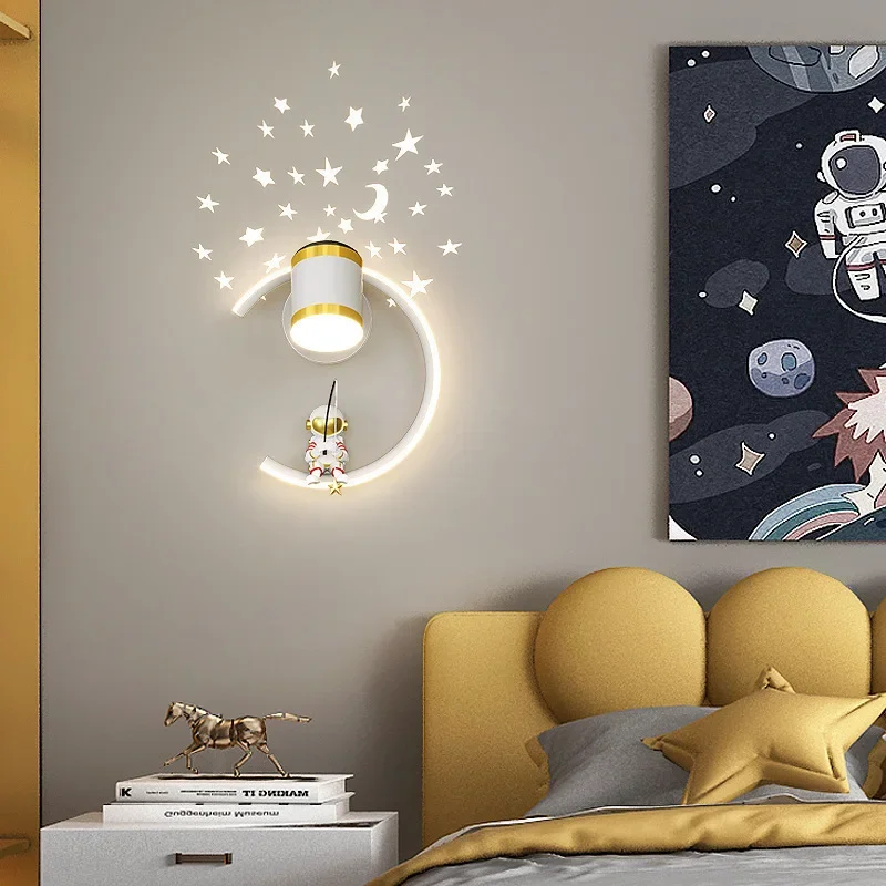 

Creative Cartoon Wall Lamp Modern Astronaut Bedside Light LED Lighting Fixtures For Bedroom Study And Home Decoration Chandelier