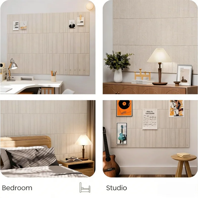 Vertical Stripes Felt Board Wall Background Decoration Sound-absorbing Board Wall Sticker Bedroom KTV Soundproofing Wallpapers view 4