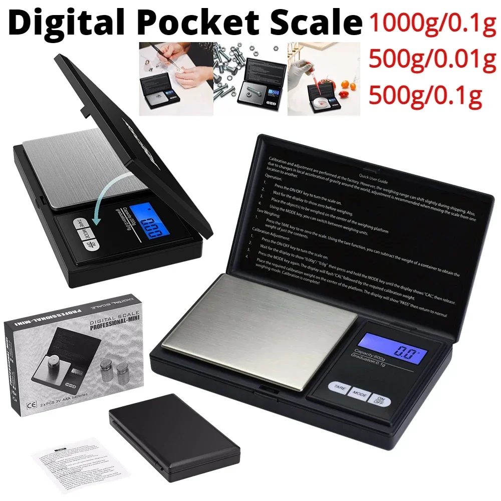 مقياس مجوهرات صغير مع شاشة LCD ، مقياس وزن رقمي لوزن المجوهرات ، توازن دقيق لوزن الجرام ، موازين الجيب ، 1: 1