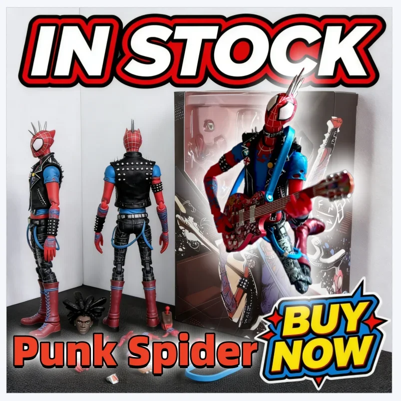 

В наличии: Горячая новинка! Фигурка Человека-паука Spider-Punk из фильма «Через вселенные» (SHF), статуэтка, модель, кукла, игрушка, подарок