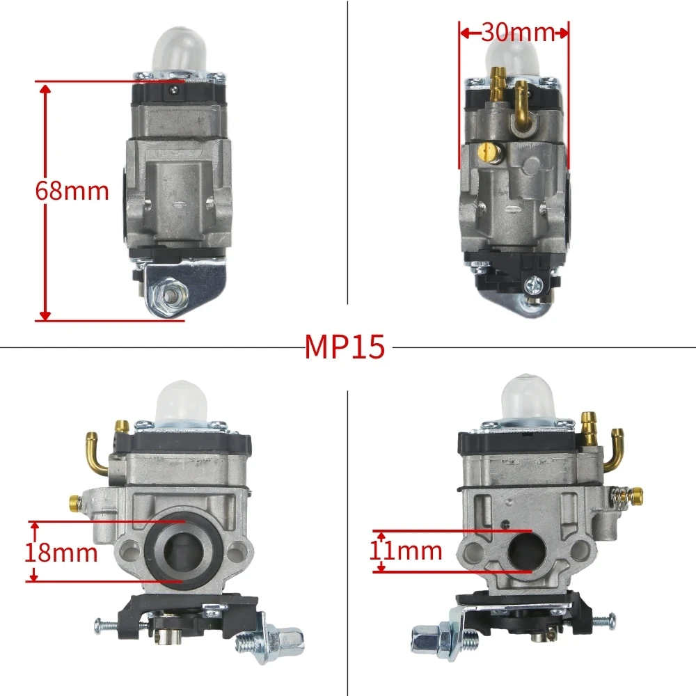 Carburetor MP15 1E40-5 For CG430 CG520 BC430 BC520 Brush Cutter Grass Trimmer Complete Carb Assembly Kit