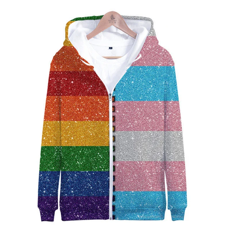 Fashion 3D Print LGBT Hoodies Men Women Rainbow Flag Sweatshirt Lesbian Gay Zipper Hoodie Casual Long Sleeve Jacket Coat Clothes