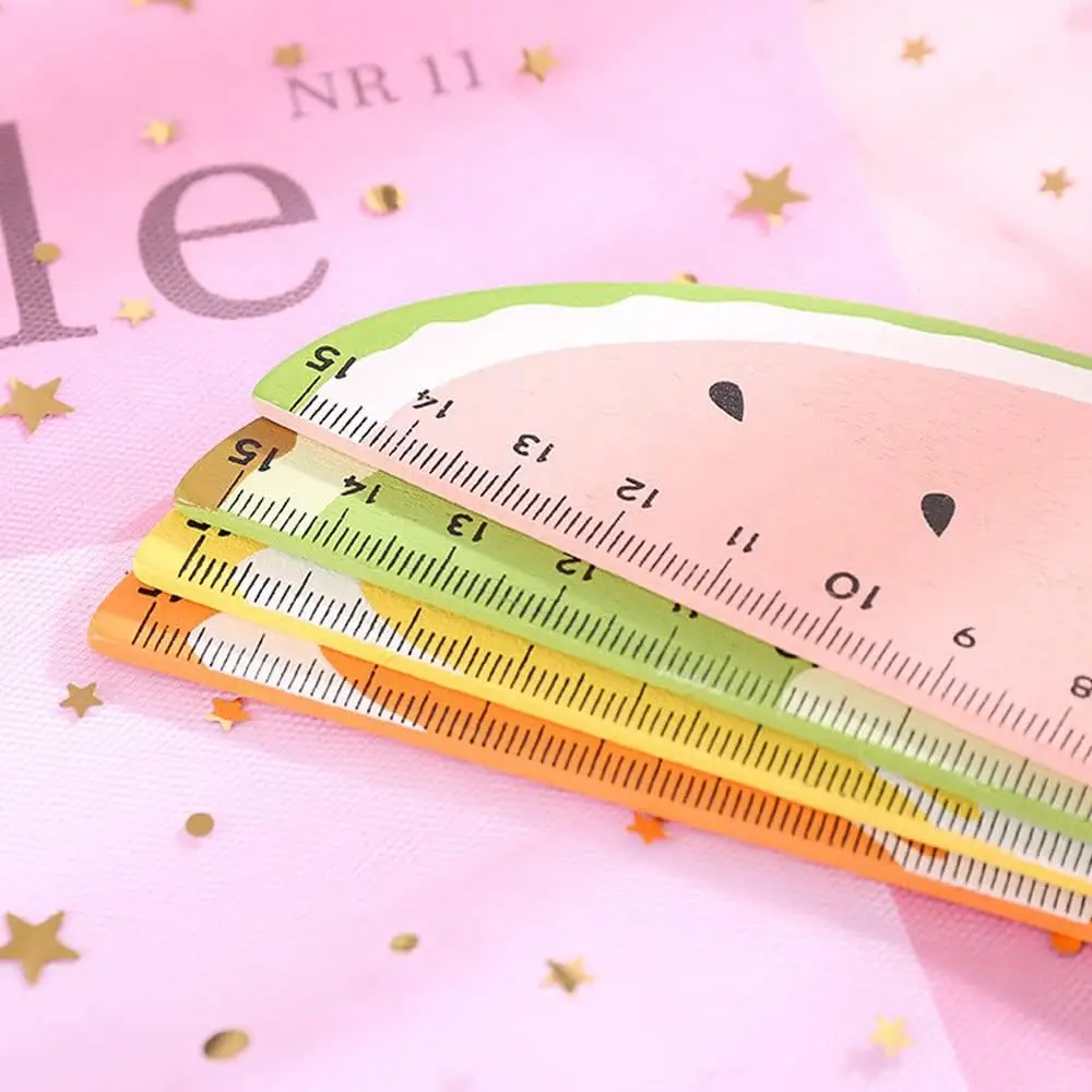 12 pcs Wooden Rulers for Kids,Wood Measuring Ruler Creative Fruit Modeling for Children Students Office Supplies