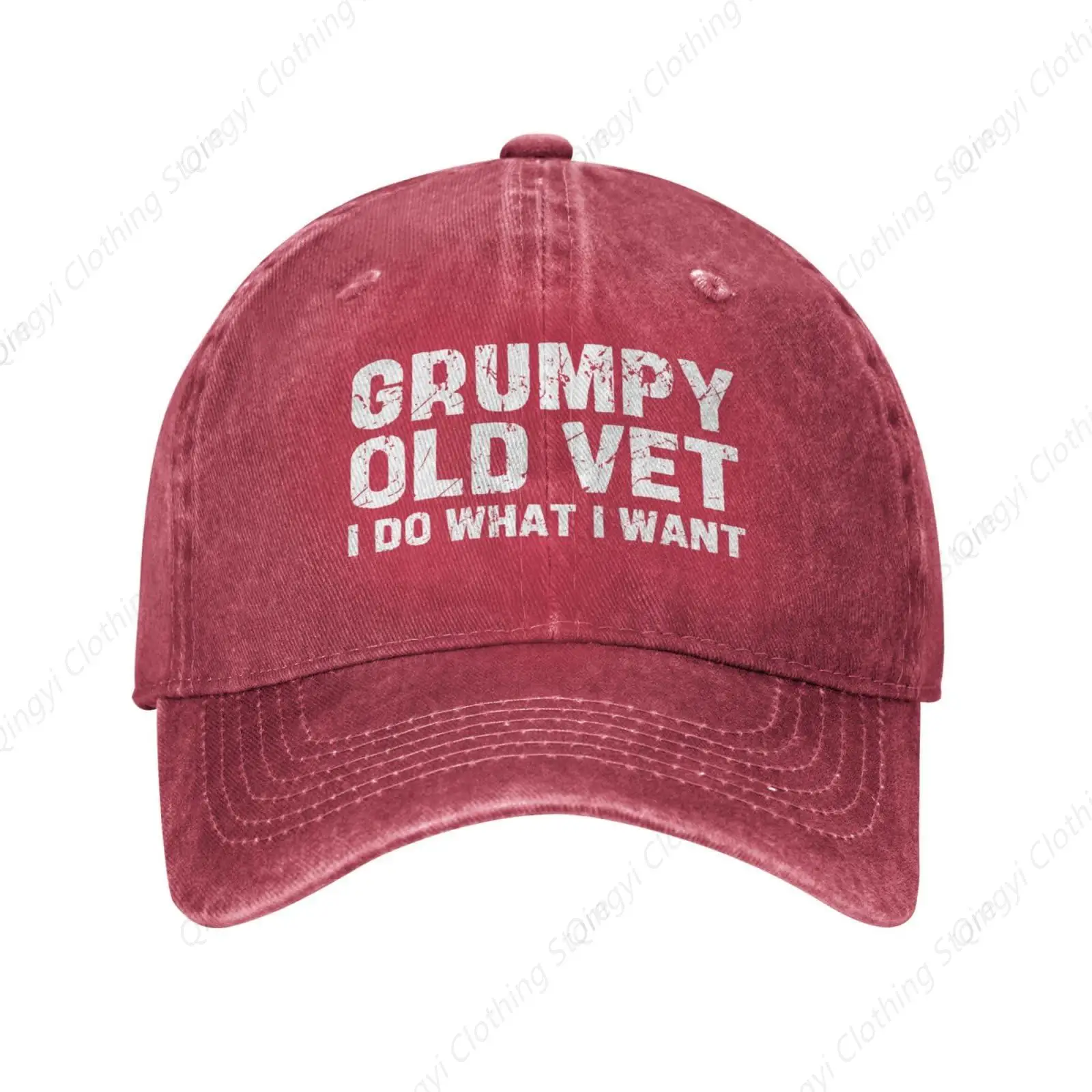 

Grumpy-Old-Vet-I-Do-What-I-Want Hat Men Women Baseball Cap Trucker Hat Cowboy Hat Red