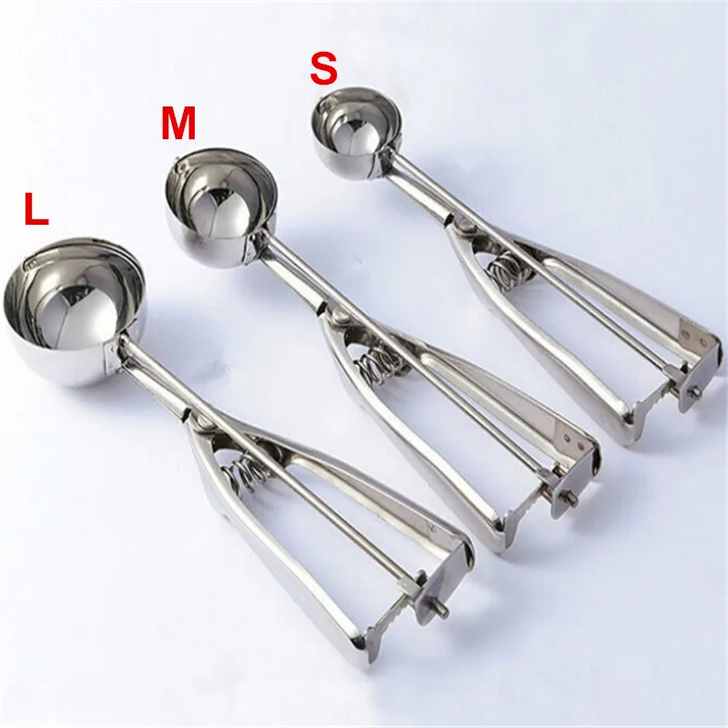 

1 Pc Stainless Steel Spoon Kitchen Ice Cream Mashed Potatoes Watermelon Jelly Yogurt Cookies Spring Handle Scoop