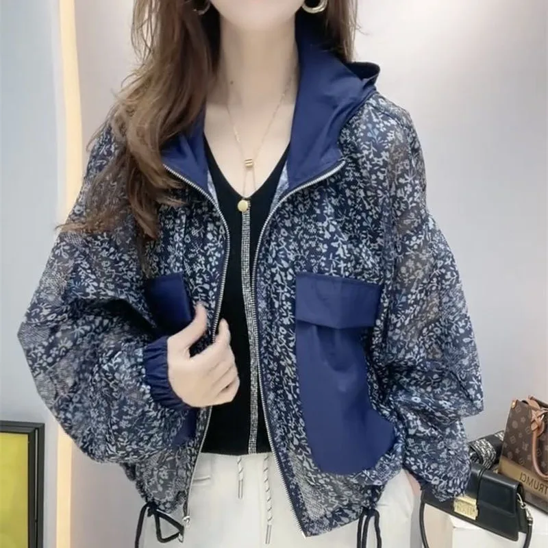 

New 2026 Summer Sunscreen Jacket Short Loose Breathable Fashionable Casual Versatile Thin Printed Coat Women's Clothing