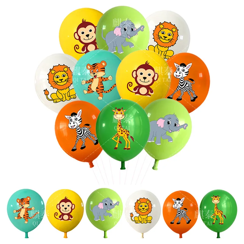 

10pcs Cartoon Animal Theme Balloon Jungle Safari Forest Lion Rabbit Kids Birthday Decoration Supplies Elephant Giraffe Baloon