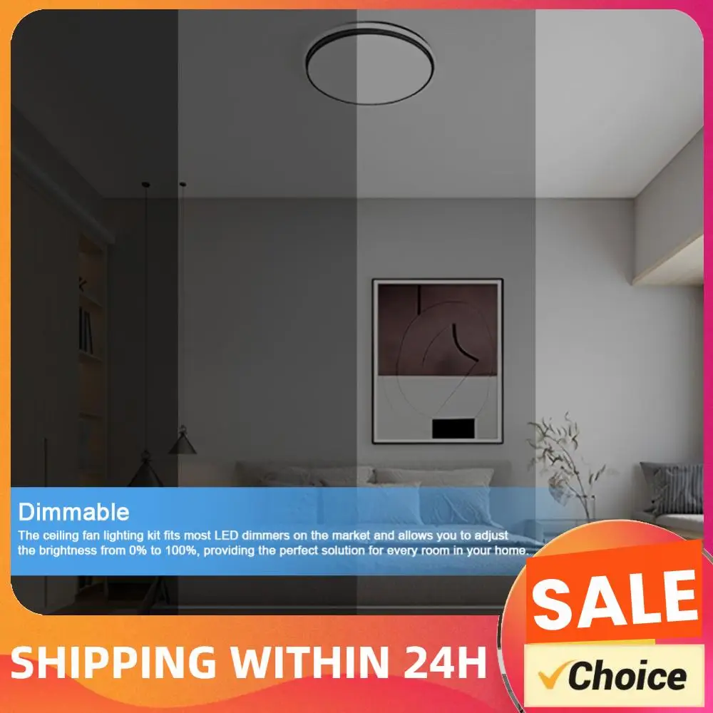 3.94 Inch Ceiling Fan LED Light Replacement 18W 1530LM Dimmable Ceiling Fan Retrofit Kit Ceiling Flush Light Replacement Panel
