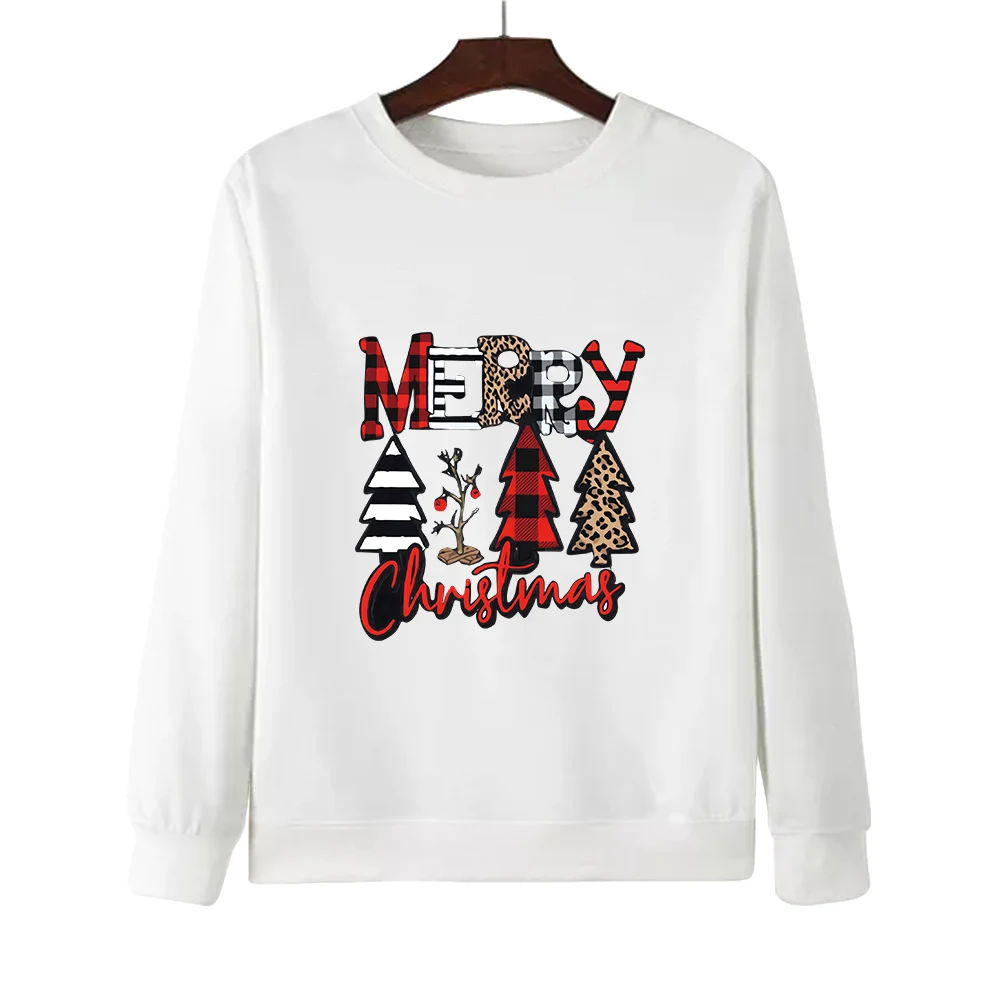 

CLOOCL Fashion Sweatshirt Merry Christmas Tree Plaid Chest Printed Tops Male Female Casual Shirts Harajuku Streetwear