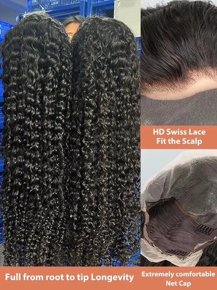 13x6 HD โปร่งใส Deep Wave วิกผมด้านหน้าความหนาแน่น 200 13x4 ลูกไม้ด้านหน้าวิกผมผมมนุษย์บราซิลดิบ 30 40 นิ้วหลวม Curly วิกผม