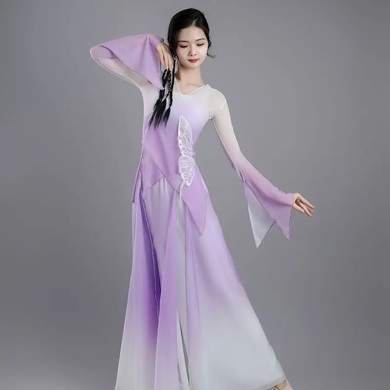 Danskleding geleidelijk veranderen vlindergaaskleding lichaamsrijm praktijk elegante top Chinese dans fee gas