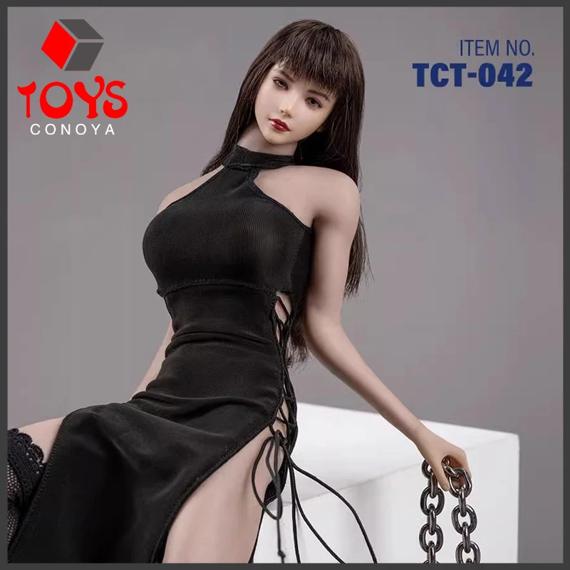 TCT-042 TCT-018 1/6 Female Black Sexy Slit Strap Dress Clothes Samurai Knife Model Fit 12'' TBL S16A Soldier Action Figure