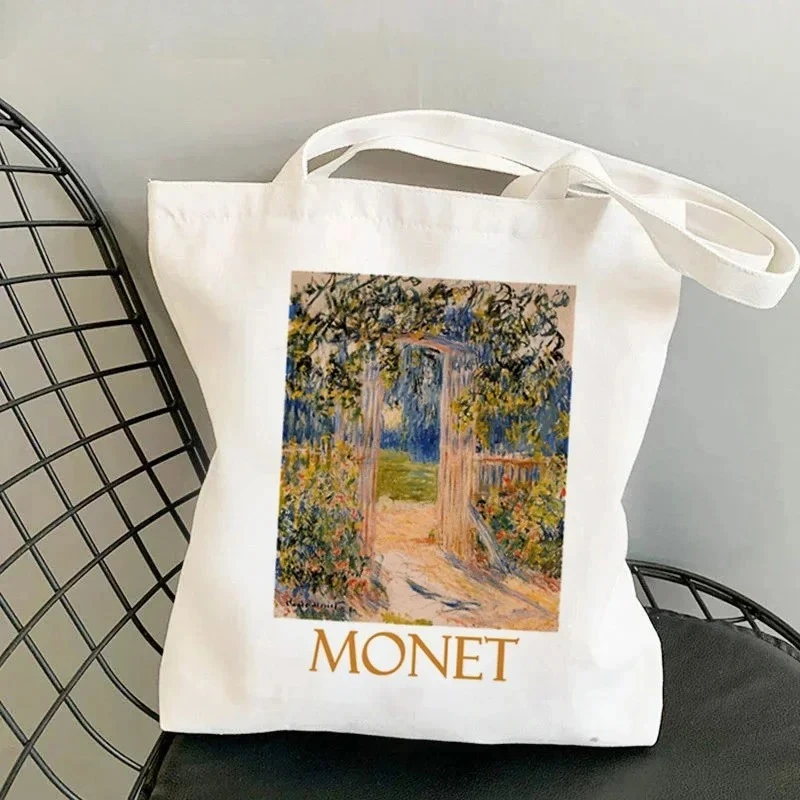 

Bolsa Sacola de Lona com Estampa de Arte Vintage Monet 2026, Ecológica e Reutilizável, Grande Capacidade e Estilosa