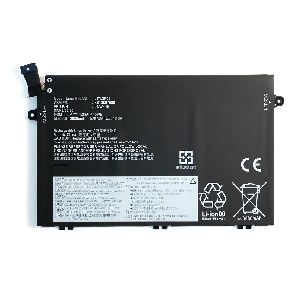7XINbox L17L3P51 11.1V 45Wh 4050mAh Laptop Battery For Lenovo ThinkPad E480 E490 E495 E590 E580 Serie L17M3P51 L17M3P52 L17C3P51